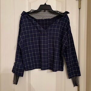 Blue Top With Mesh Cuffs